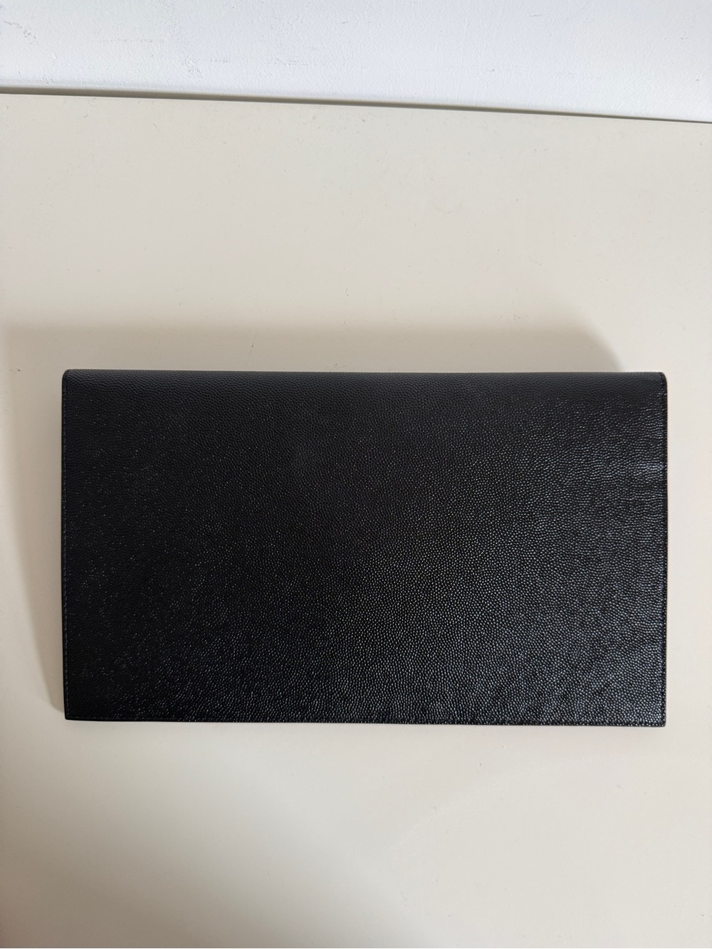 Saint Laurent Black Leather Uptown Envelope Clutch with Gold YSL Monogram - Picture 3 of 4